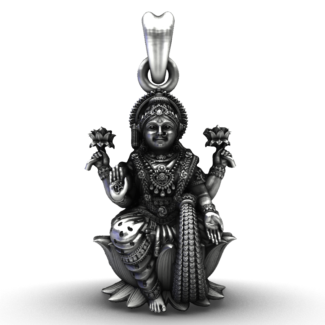 Divine Abundance 925 Silver Goddess Lakshmi Lotus Pendant