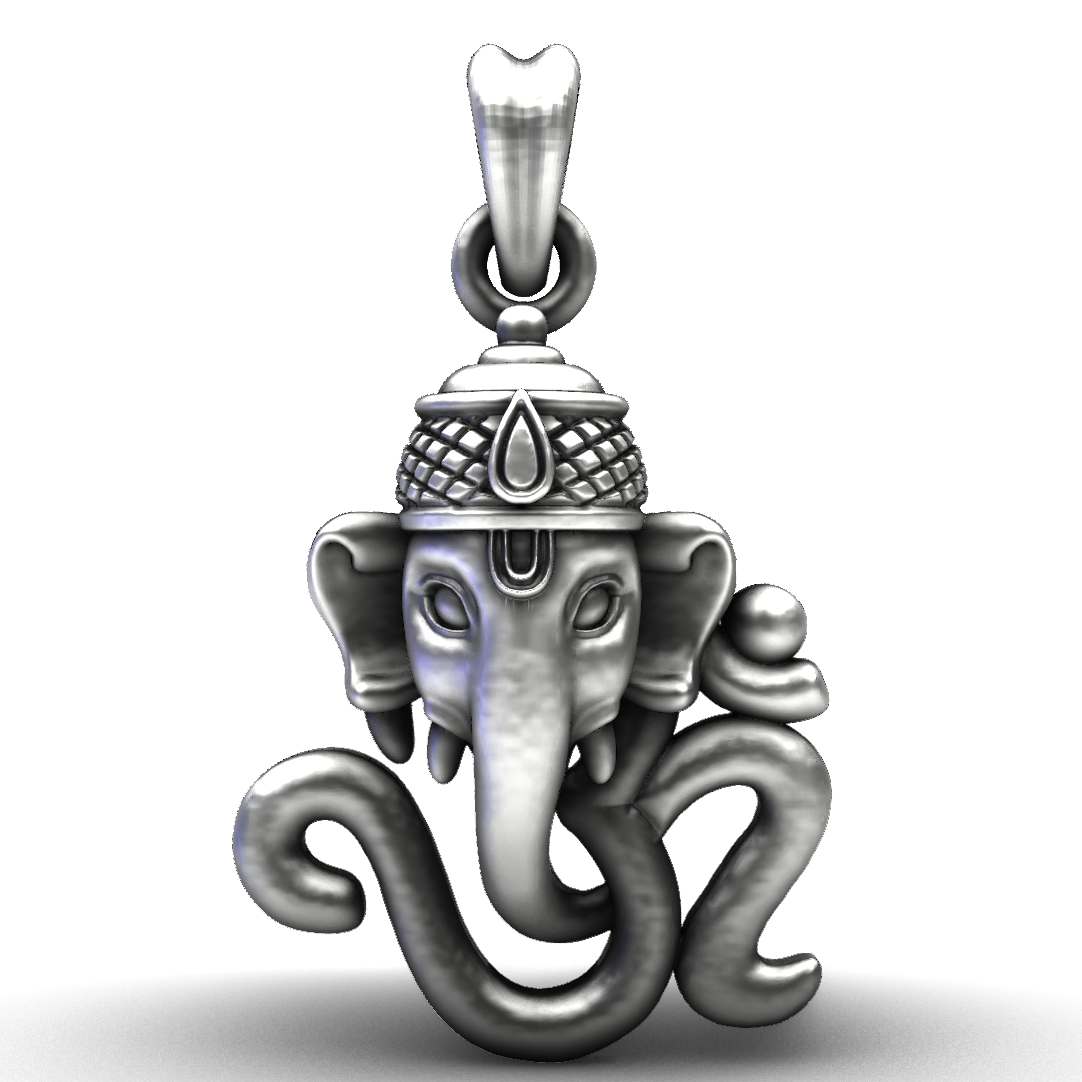 92.5 Sterling Silver Royal Om Ganesha Pendant