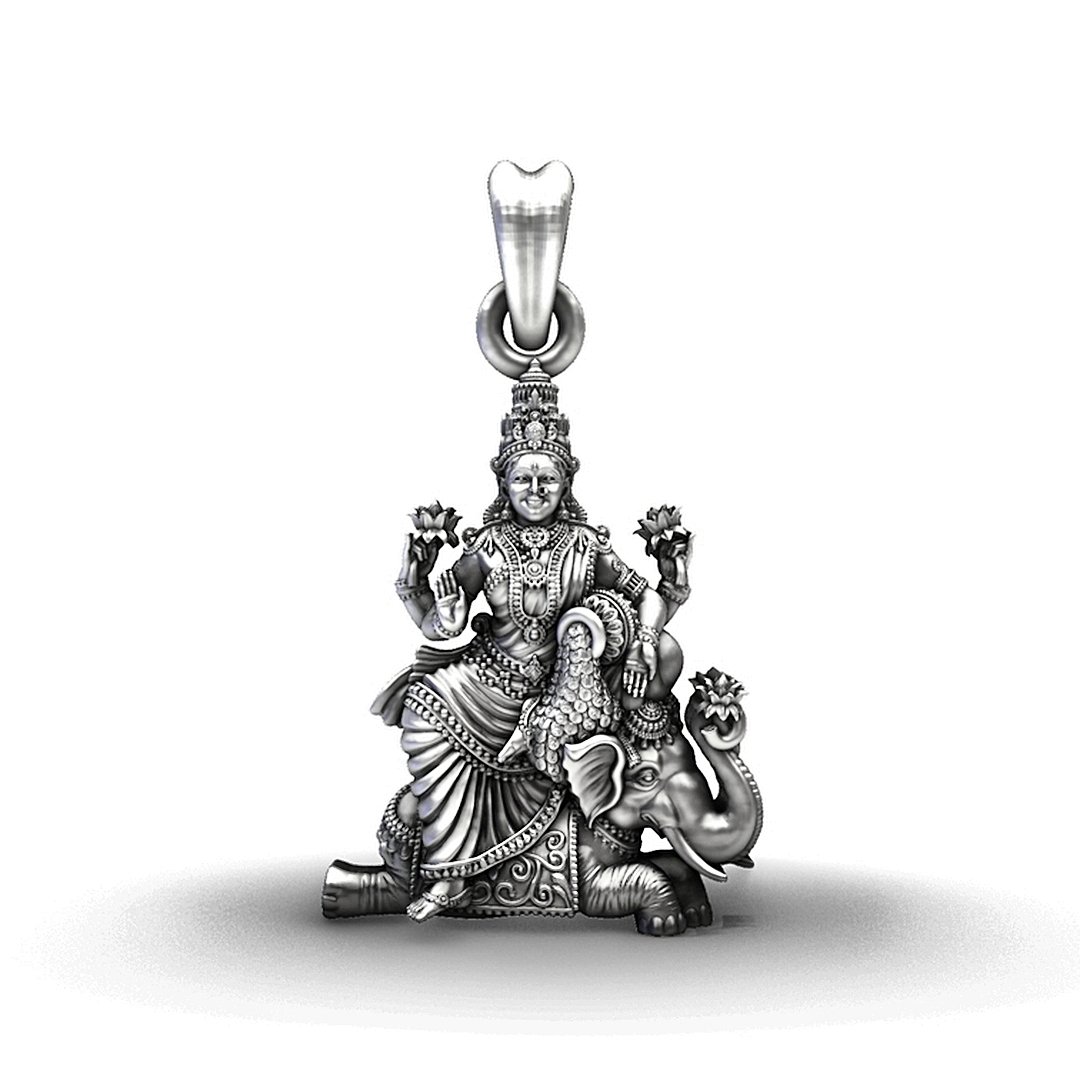 Gaja Lakshmi 92.5 Sterling Silver Pendant