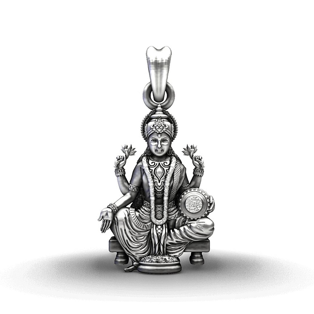 925 Sterling Silver Seated Maa Lakshmi Pendant