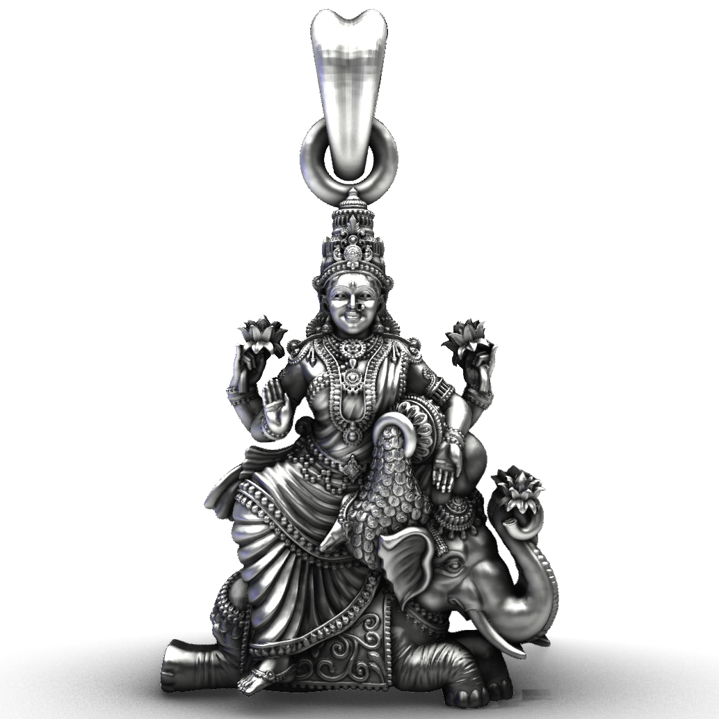 Gaja Lakshmi 92.5 Sterling Silver Pendant