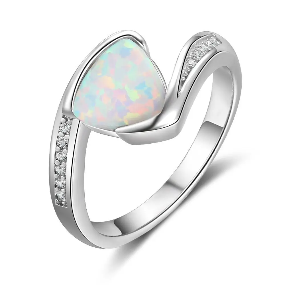 New Fashion Jewelry 925 Sterling Silver Engagement Wedding Opal Rings for Women