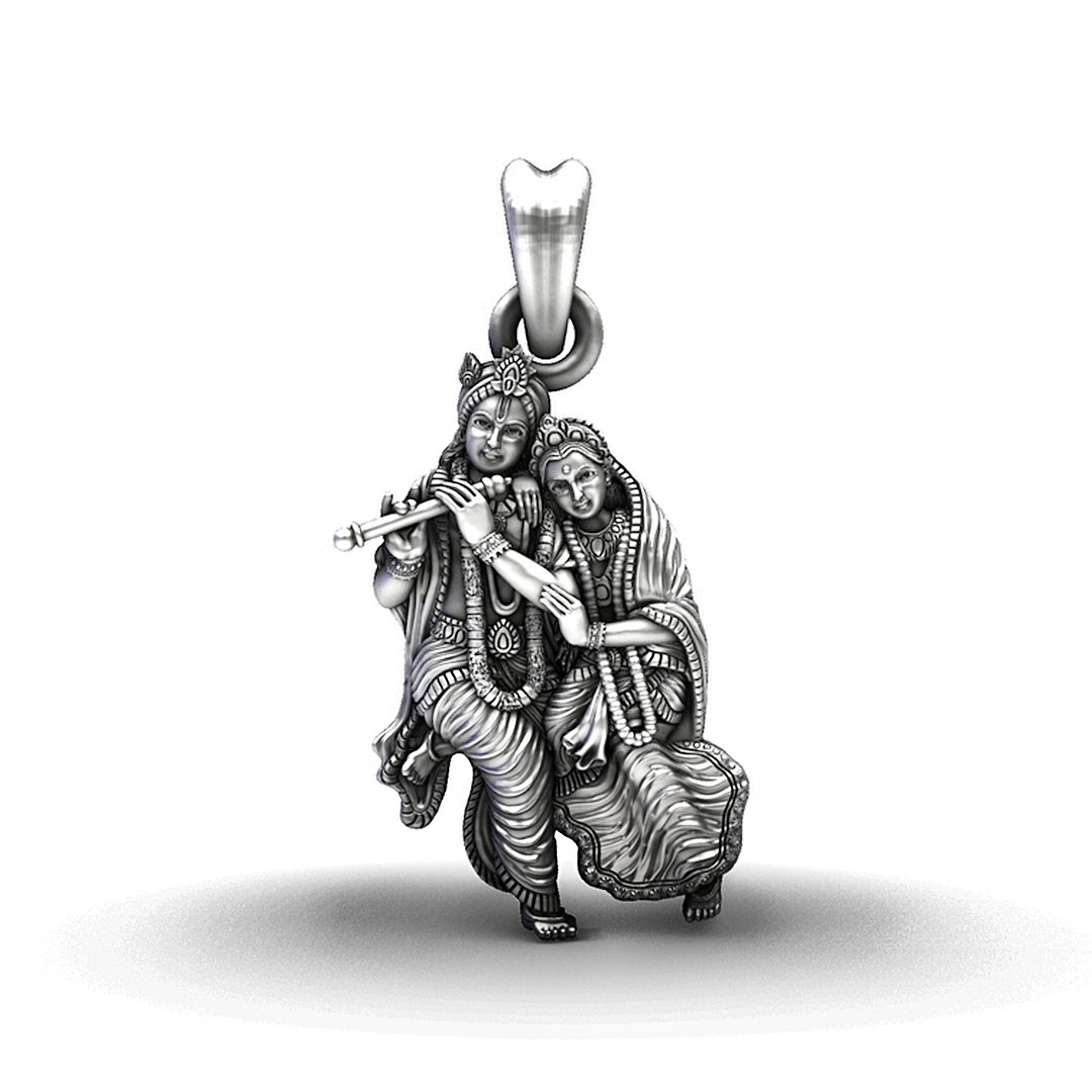 925 Sterling Silver Radha Krishna Divine Love Pendant