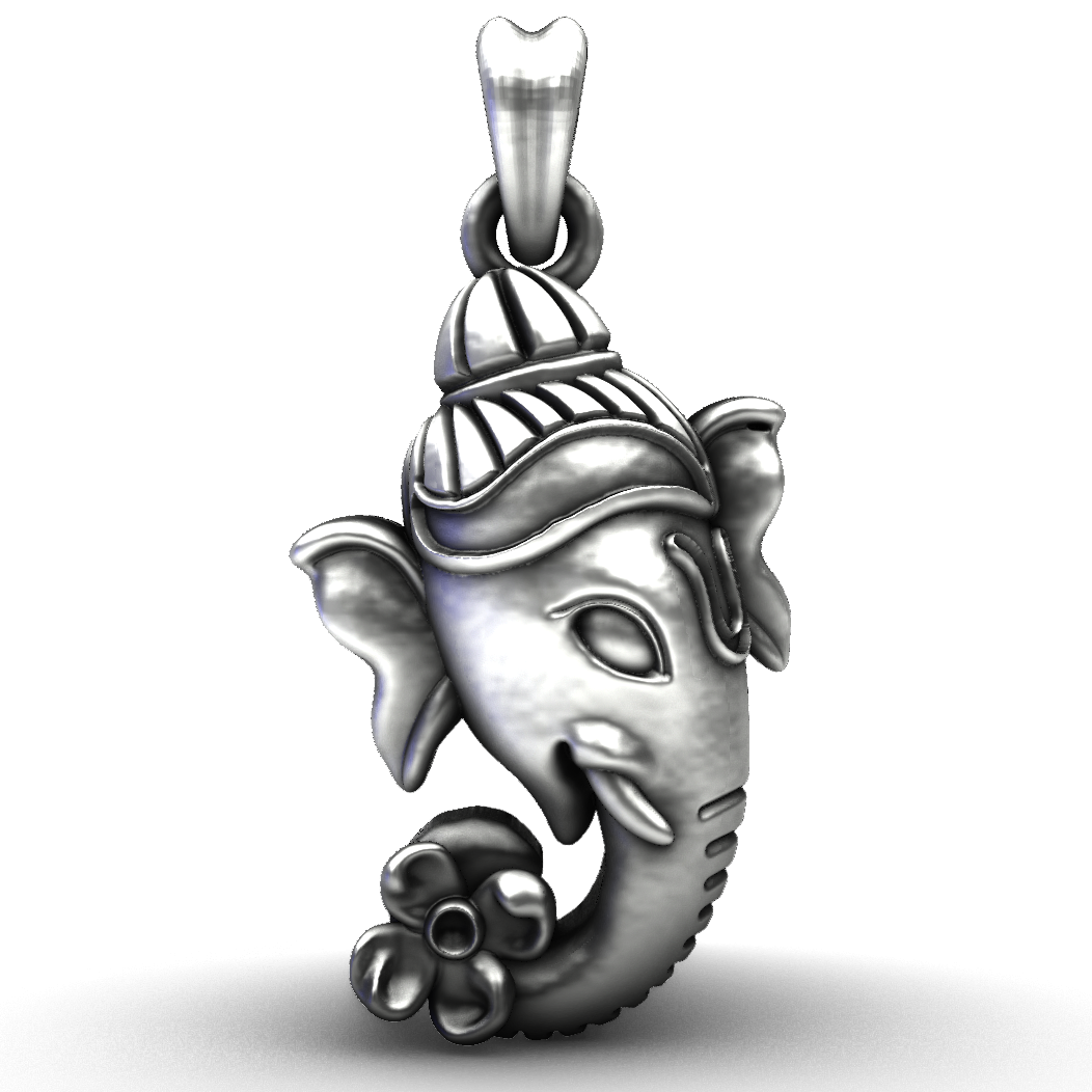 925 Sterling Silver Ganesha Face Pendant