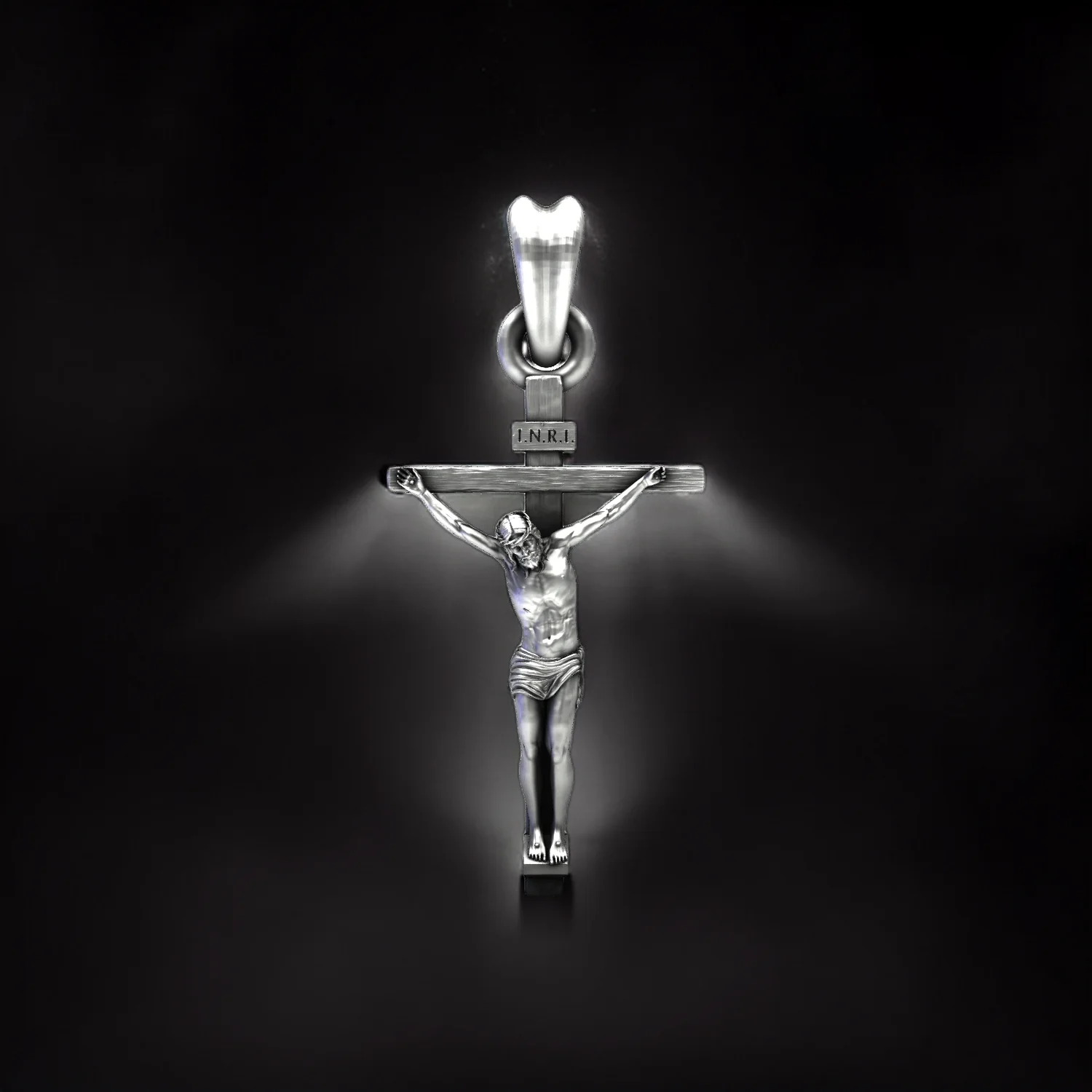 Jesus Crucifix 925 Oxidised Pure Silver Pendant